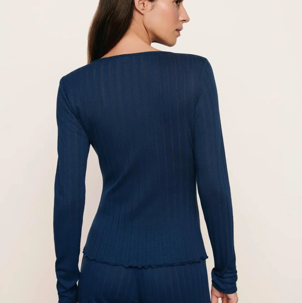 Pointelle Henley - Navy