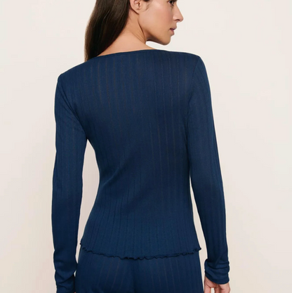 Pointelle Henley - Navy