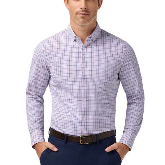 Leeward LS Dress Shirt - Pink Salt Wyatt Plaid
