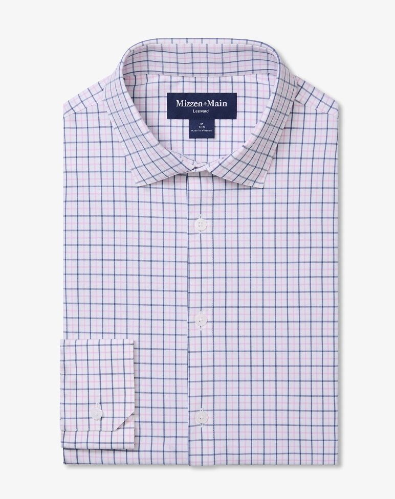Leeward LS Dress Shirt - Pink Salt Wyatt Plaid