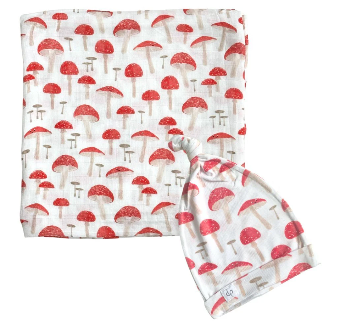 Bamboo Muslin Swaddle Blanket & Topknot Set