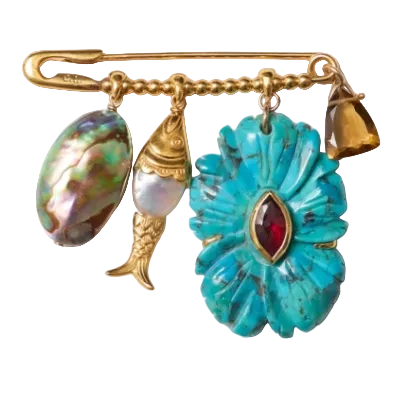 Turquoise Flower Brooch