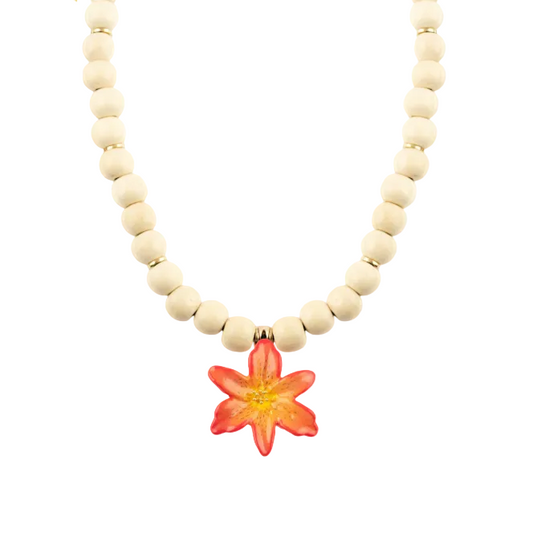 Red Lily Beaded Necklace