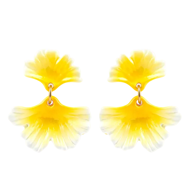 Yellow Ginkgo Leaves Stud Earrings