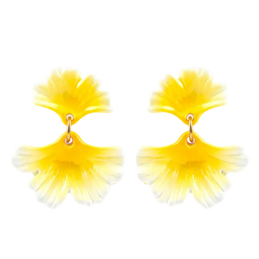Yellow Ginkgo Leaves Stud Earrings