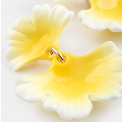 Yellow Ginkgo Leaves Stud Earrings