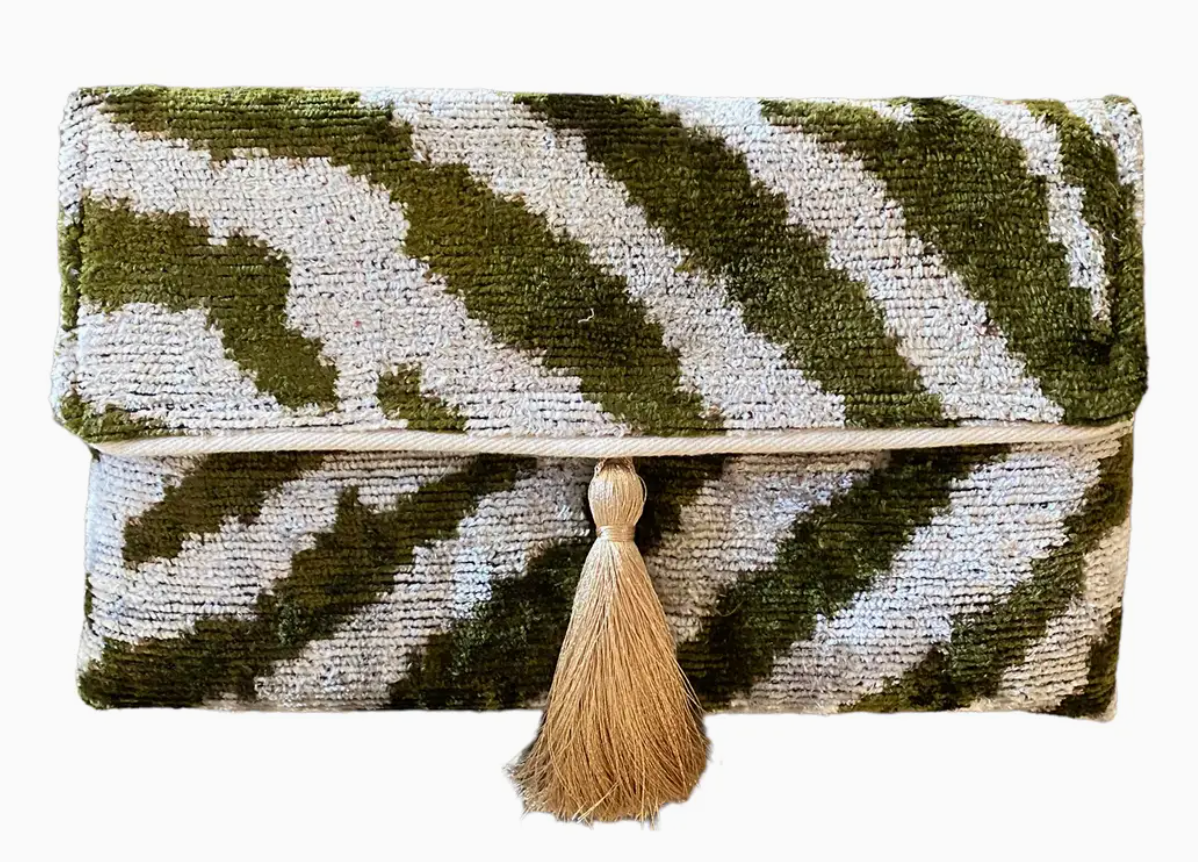 Silk Velvet Ikat Clutch