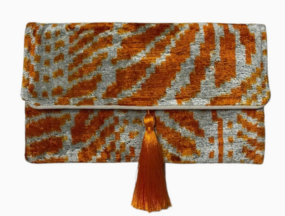 Silk Velvet Ikat Clutch