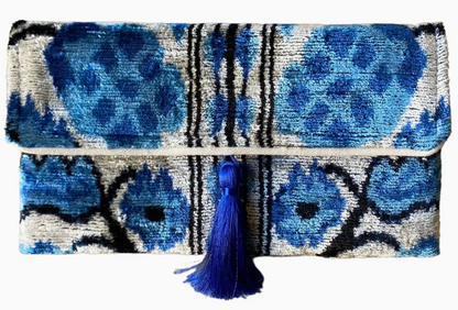 Silk Velvet Ikat Clutch