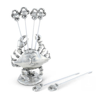 Pewter Blue Crab Cheese Pick Set