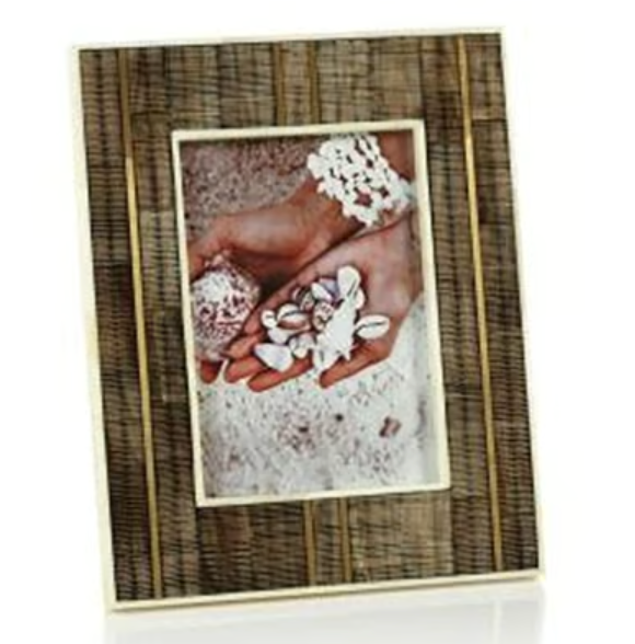Dakar Shagrin Horn Photo Frame w/ Bone & Brass