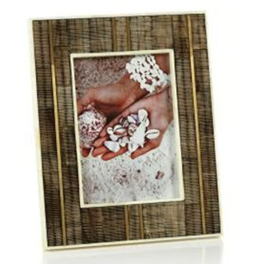 Dakar Shagrin Horn Photo Frame w/ Bone & Brass