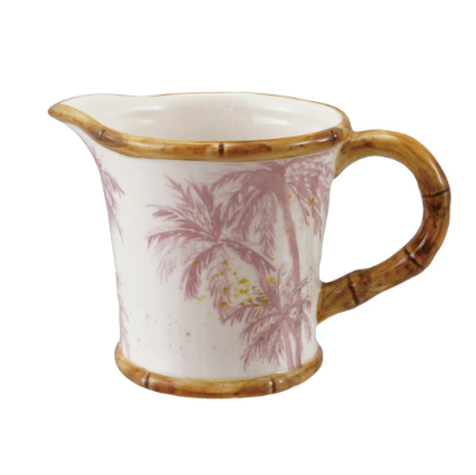 Hand-Painted Stoneware 8 oz. Creamer w/ Bamboo Style Edges