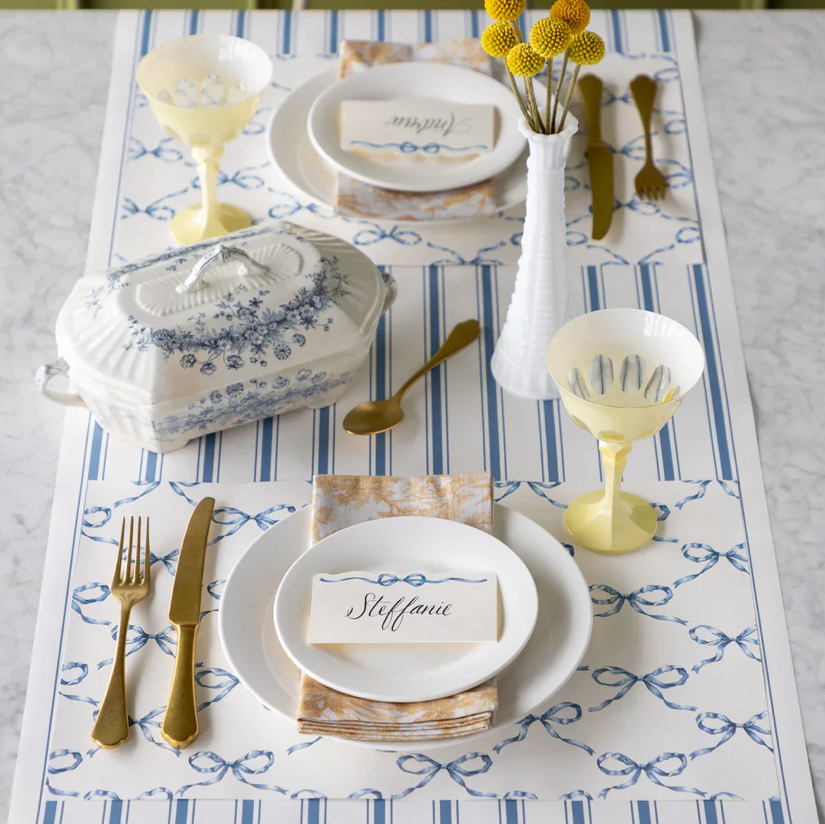 Cornflower Blue Linen Stripe Runner -  20" x 25'