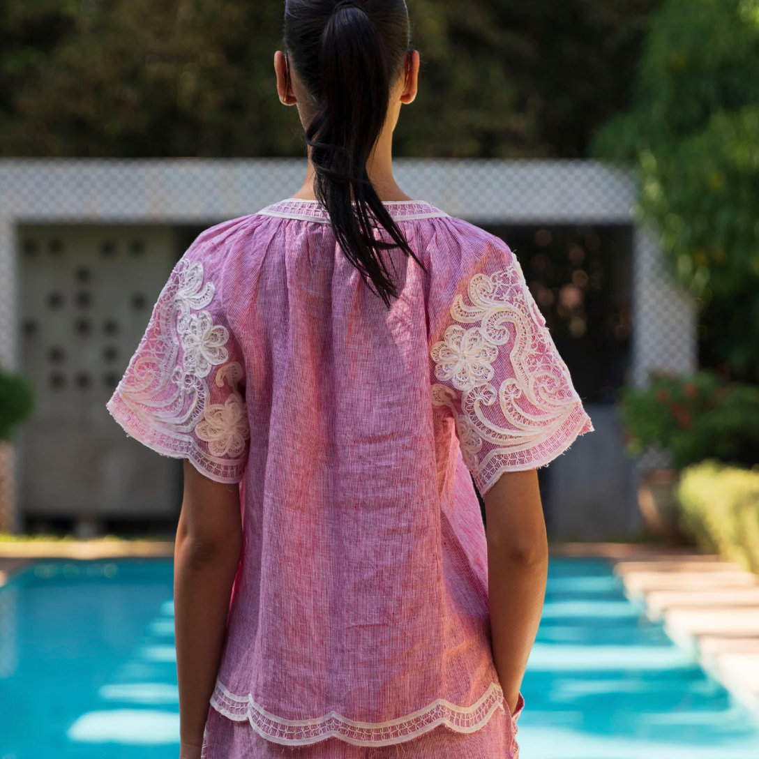 Azalea Top - Red Stripes