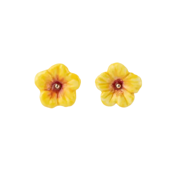 Yellow Hibiscus Mini Stud Earrings