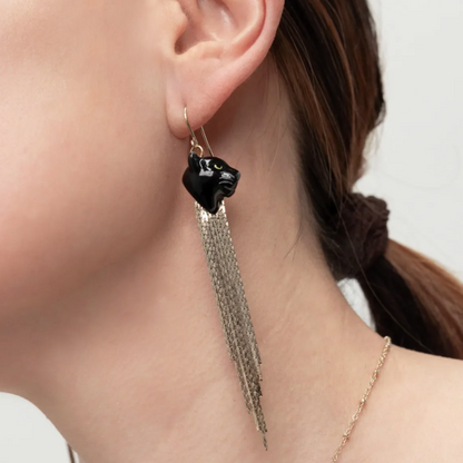 Black Panther Fringe Earrings
