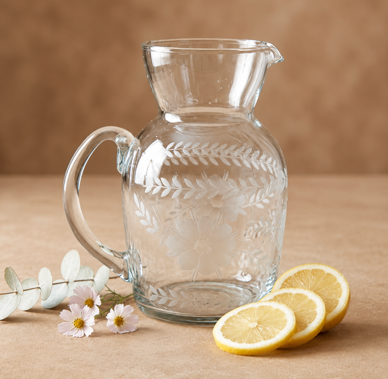 Mya Etched Glass Pitcher