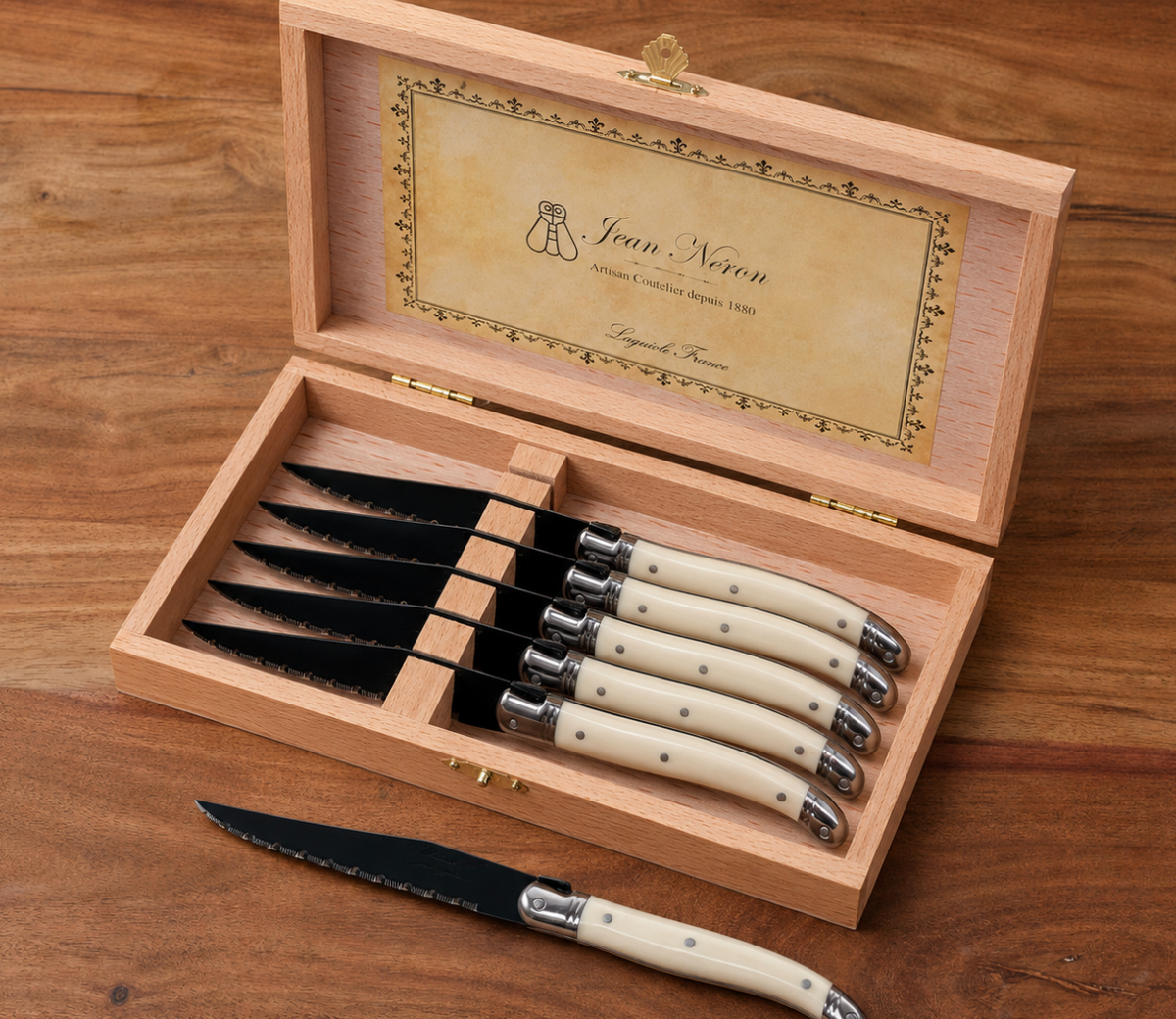 Laguiole 6 Piece Steak Knife Set in Wood Presentation Box