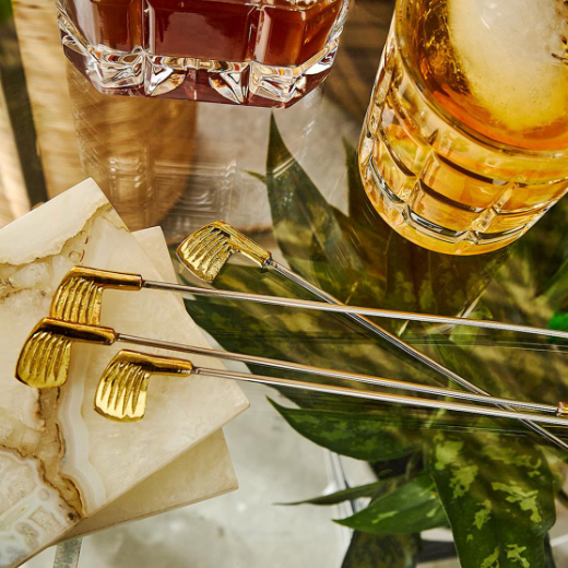 Gold Golf Club Stirrers - Set of 4