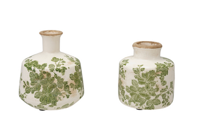 Stoneware Vase w/ Botanicals