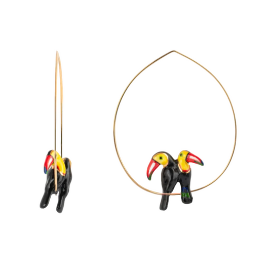 Toucan Couple Hoop Earrings