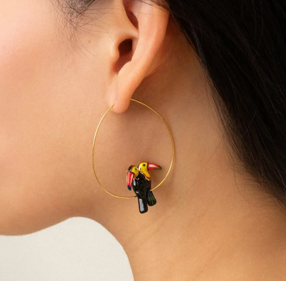 Toucan Couple Hoop Earrings