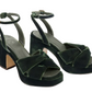 Hibiscus Platform Velvet Sandal - Verdigris