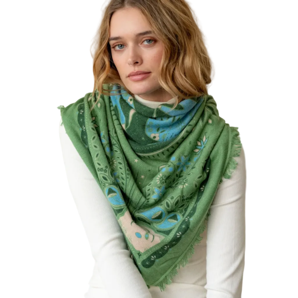 Celestial Bird Cashmere Bandana Sweater Wrap