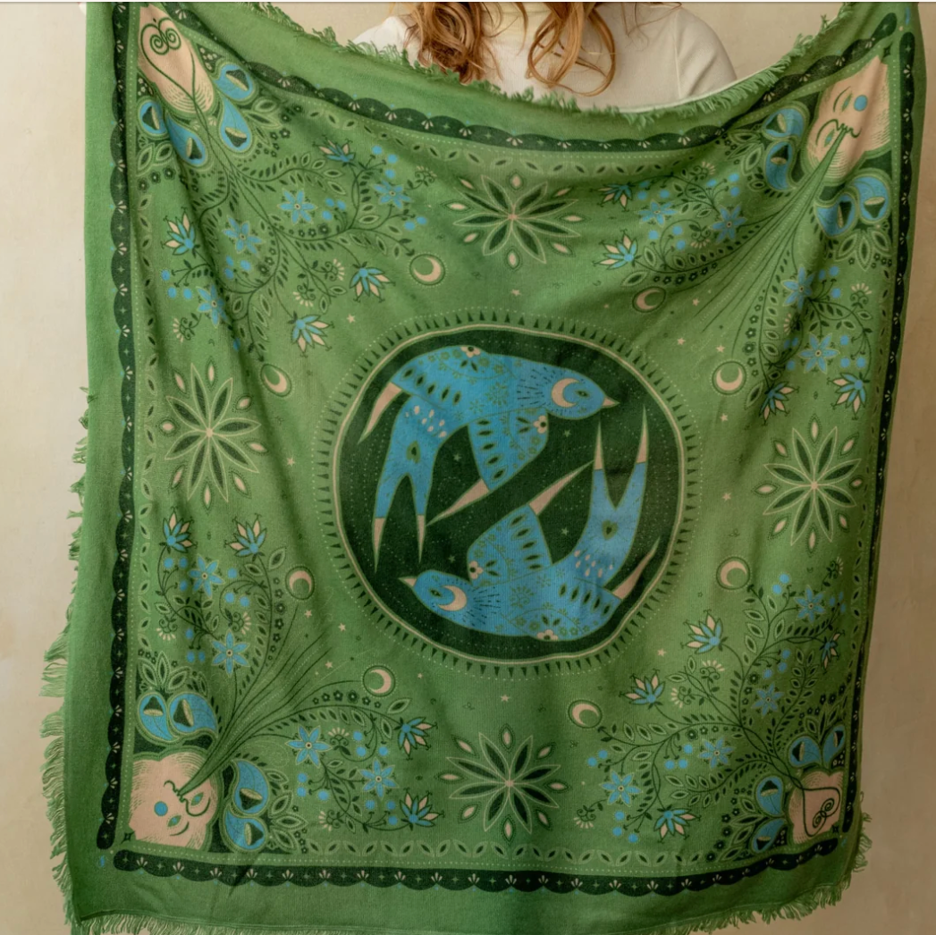 Celestial Bird Cashmere Bandana Sweater Wrap