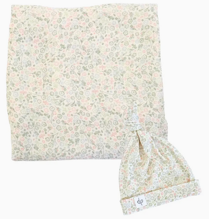 Bamboo Muslin Swaddle Blanket & Topknot Set