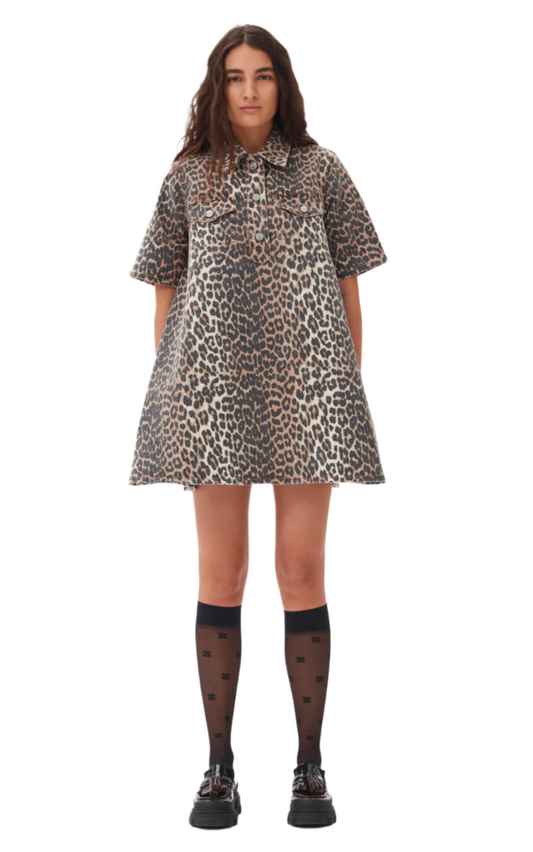 Print Denim Mini Dress