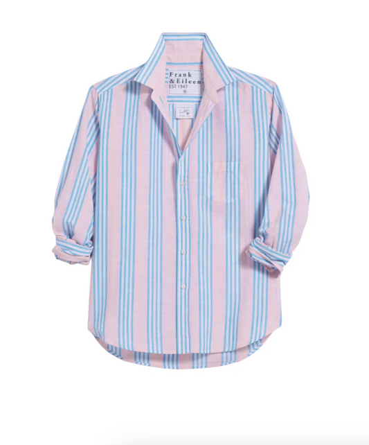 Eileen Relaxed Button Up | Pink & Blue Multi Stripe
