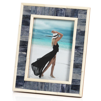 Mendocino Blue Carved Bone Photo Frame