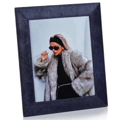 Corviglia Hair On Hide Leather Photo Frame | Navy
