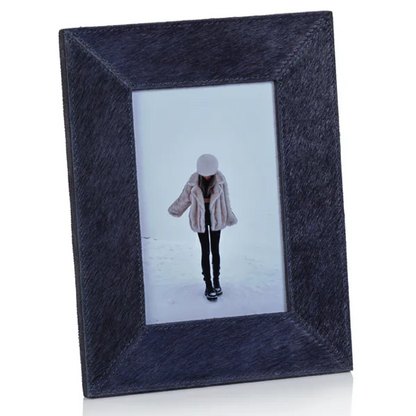 Corviglia Hair On Hide Leather Photo Frame | Navy
