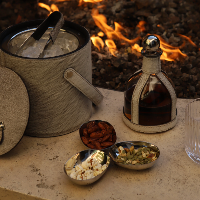 St. Moritz Hair On Hide Leather Decanter with Stopper