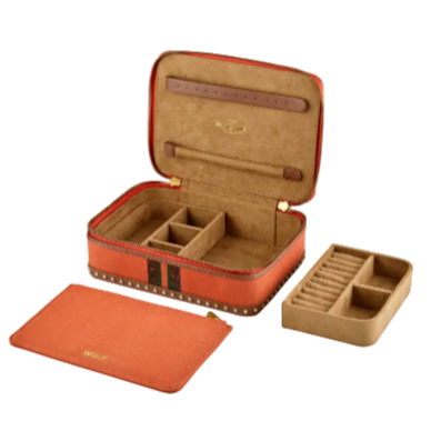 Ida Travel Zip Jewelry Case - Orange
