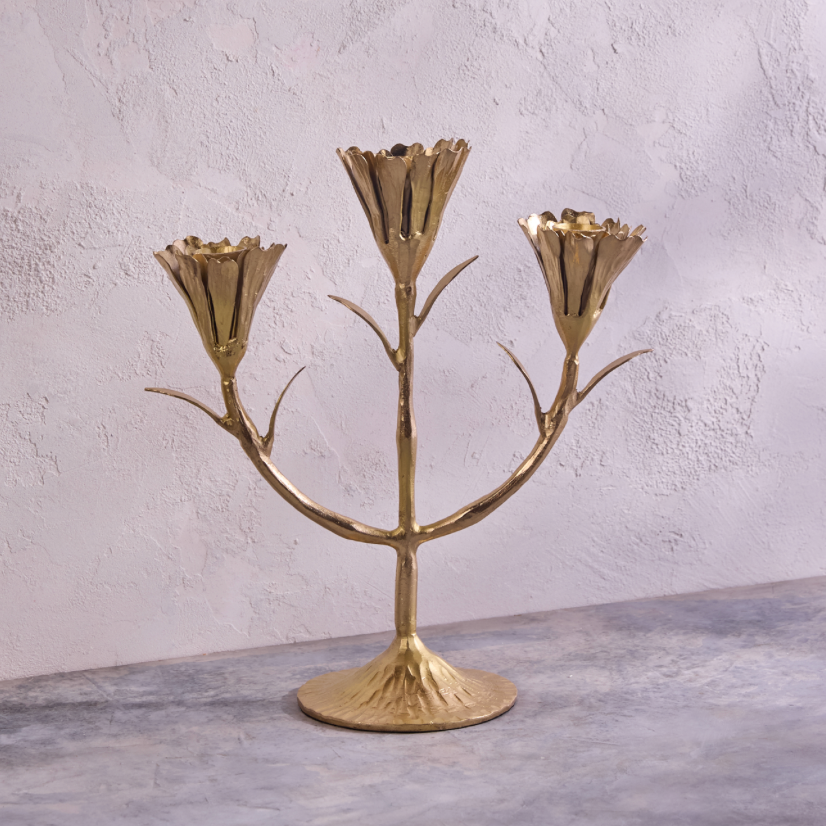 Gold Floral Candleholder