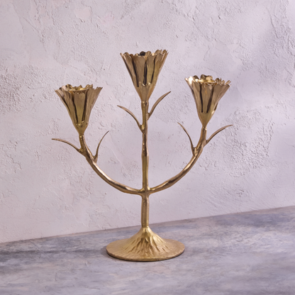 Gold Floral Candleholder