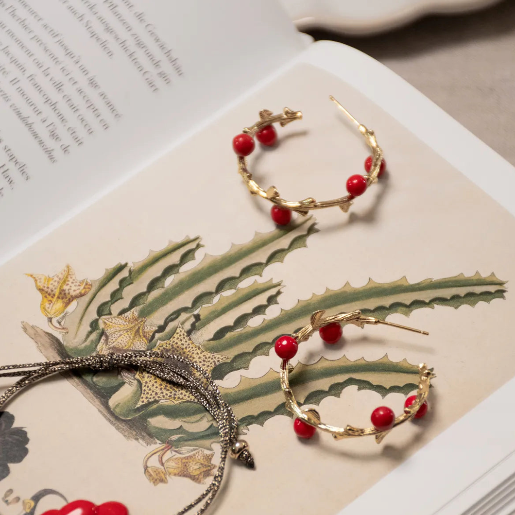 Red Berries Branch Earrings