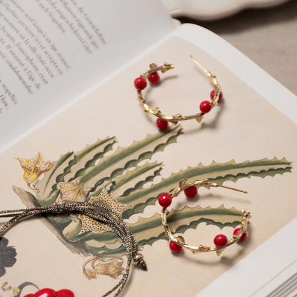 Red Berries Branch Earrings
