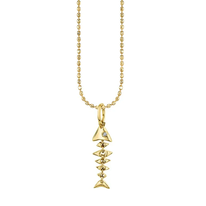Small Fishbone Charm Necklace