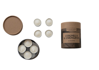 Citronella & Lemongrass Scented Tealights in Box - Set of 24