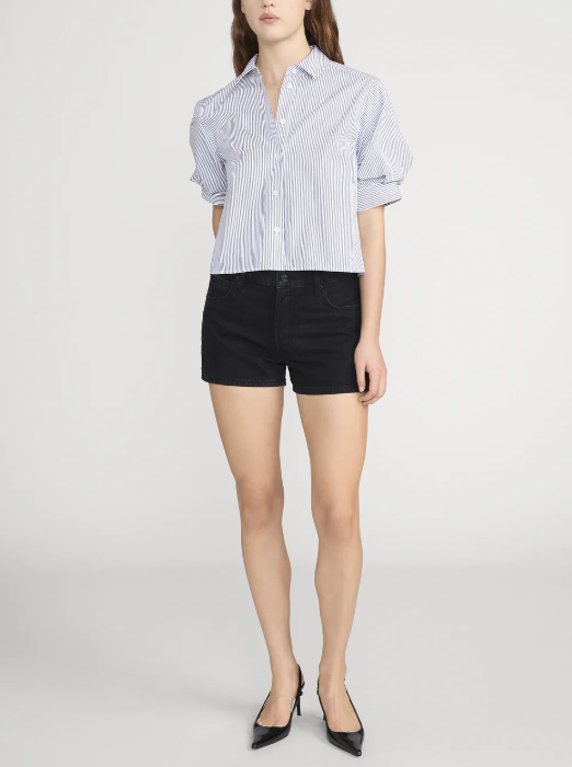 The Billow Sleeve Shirt - Navy Stripe