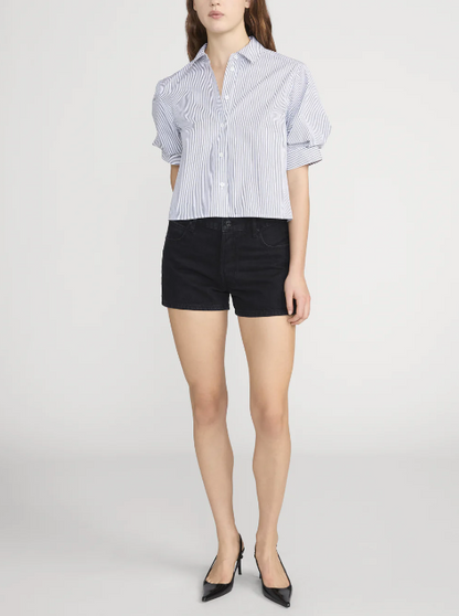 The Billow Sleeve Shirt - Navy Stripe