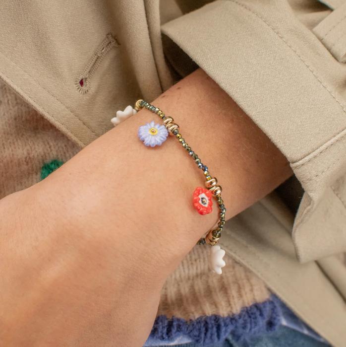 Anemone Flower Beaded Bracelet