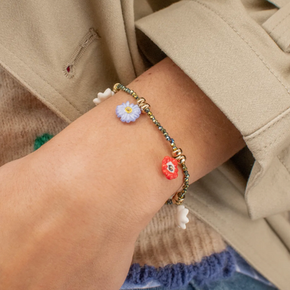 Anemone Flower Beaded Bracelet