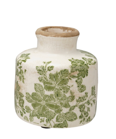 Stoneware Vase w/ Botanicals