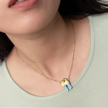 Loving Blue Warbler Birds Necklace